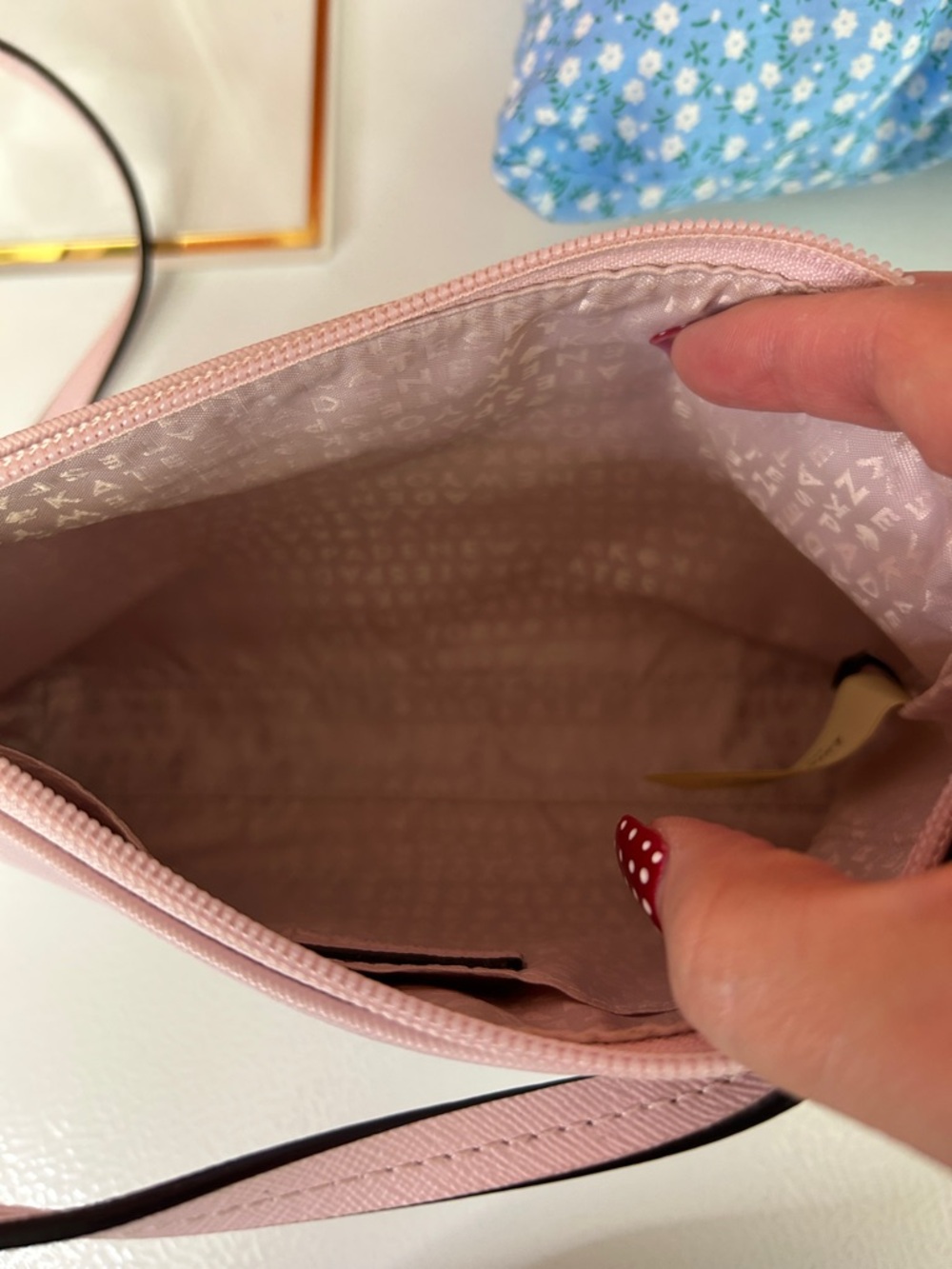 kate spade Light Pink Crossbody with Rose Gold Glitter Polka Dots - Picture 4 of 8